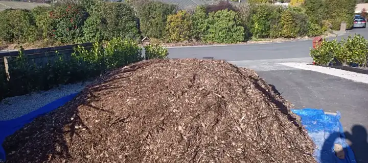 A load of bark mulch delivered for a garden job