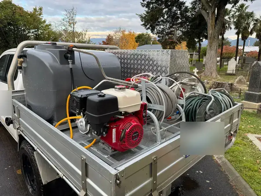 The commercial water blasting equipment on the All Incredible ute